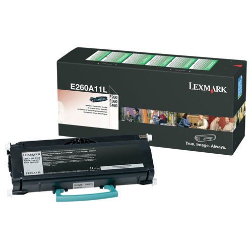 Cartucho de Toner Original E260A11L, Color Negro, Rendimiento Aprox. 3,500 Páginas, LEXMARK E260A11L