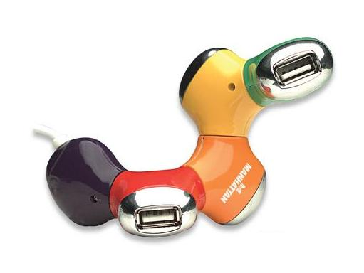 Adaptador USB 2.0 (HUB), 4 x USB 2.0, Hasta 480 Mbit/s, MANHATTAN 161053
