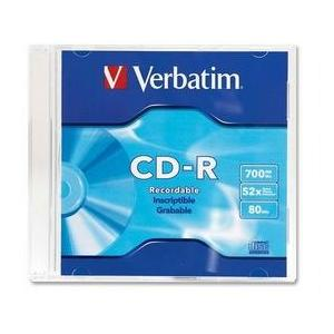 Disco P/ Grabar (CD-R), 1 Pieza, Escritura 52X, Almacenamiento 700 MB, VERBATIM 94776
