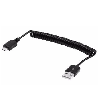 Cable en Espiral USB 2.0 Macho A - Macho Micro USB A de 1m Negro