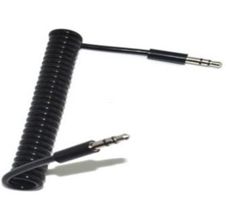Cable Auxiliar Espiral Negro 1.45 Mts