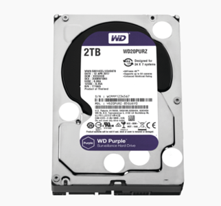 Disco Duro Interno WD Purple, Capacidad 2TB (2,000GB), F. F. 3.5", SATA III (6Gb/s), WESTERN DIGITAL WD20PURZ