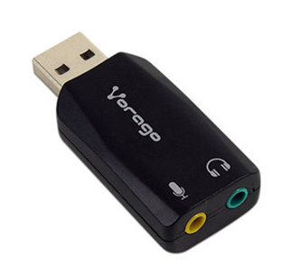 Adaptador USB - 3.5 mm, Micrófono / Audífono, Color Negro, VORAGO ADP-201