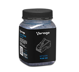 Bote con 100 Conectores RJ45, Para Cable Cat 5 / Cat 5E, Uso Interior, VORAGO PLUG-100