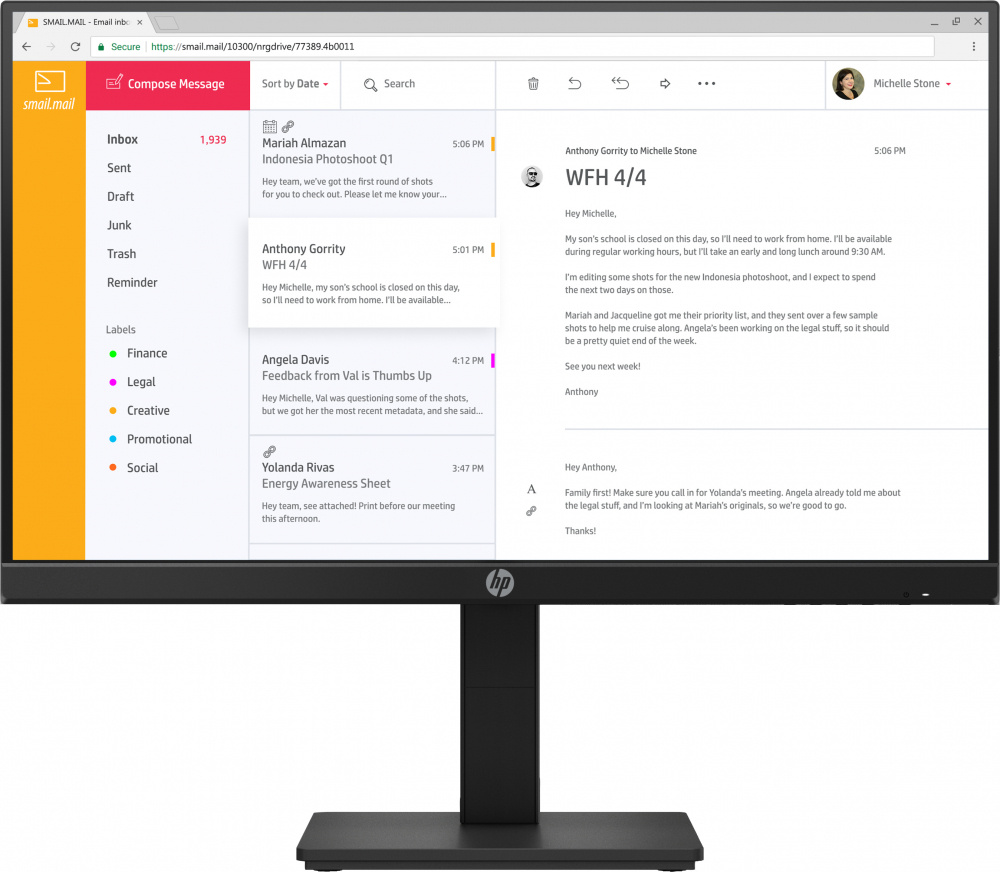 Monitor LED P24h G4, Área Visible 23.8