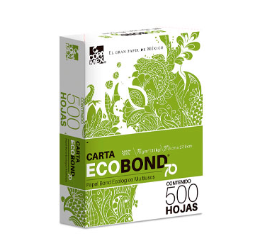 Resma de Papel Modelo Ecobond, Color Blanco, Tamaño Carta (216 x 279mm), 70 Grs, Blancura 95%, Contenido 500 Hojas, COPAMEX 7502237378806