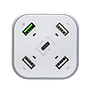 Estación de Carga, C/ 4x USB (H) / 1x USB C (H), Potencia Máxima 48W, Color Blanco, ADATA ACU0480QCPS-CUSWH