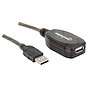 Cable Extensión Activa USB 2.0 (M) a USB 2.0 (H), Longitud 10 Metros, MANHATTAN 151573