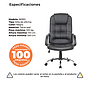 Silla Ejecutiva Color Negro, Respaldo Alto, Base de Metal, Giratoria, CHASER CH-NEROBLACK