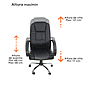 Silla de Oficina Ejecutiva, Giratoria, Respaldo Alto, Tactopiel, Color Negro, Base Metálica, CHASER CH-DUALITABLACK