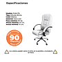 Silla de Oficina Ejecutiva, Giratoria, Respaldo Alto, Tactopiel, Color Blanco, Base Metálica, CHASER CH-DUALITAWHITE
