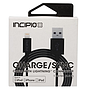 Cable Incipio Lightning a USB, carga y sincronización, color Negro, 1 Metro / 840076164394