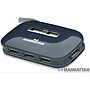 Adaptador USB 2.0 (HUB), 7 x USB 2.0, Hasta 480 Mbit/s, Alimentación Dual, MANHATTAN 161039