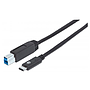 Cable de Datos USB-C - USB-B (M-M), Color Negro, Longitud 1.0 Metros, MANHATTAN 353380