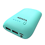 Batería Portátil recargable ADATA Power bank de 10,050 mAh para Smartphones y Tablets, 2 x USB, Color Azul Tiffany, AP10050-DUSB-5V-CGN