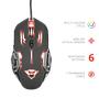 Ratón (Mouse) Gamer Modelo GXT 108 Rava, USB, 6 Botones, Longitud del Cable 1.8 Metros, Iluminación LED, Color Negro, TRUST 22090