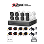 Kit de Video Vigilancia, 1 DVR PentaHíbrido 8 Canales + 8 Cámaras Policarbonato 720p, 8 Rollos de Cables Siame, 2 Fuentes de Poder, DAHUA XVR1A088B1A11