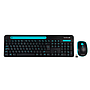 Kit de Teclado y Mouse Inalámbricos, con Soporte para Dispositivo Móvil, Color Negro / Azul, TECHZONE TZ20COMB02-INA