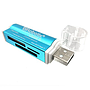 Lector de Tarjetas (Card Reader), S Duo/MicroSD/SD, USB 2.0, Azul Metálico, BROBOTIX 180420A