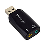 Adaptador USB - 3.5 mm, Micrófono / Audífono, Color Negro, VORAGO ADP-201